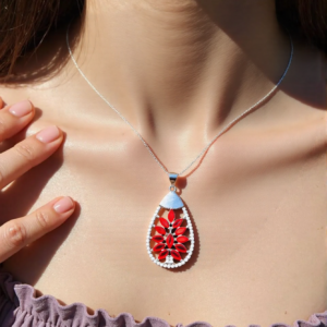 Necklace - Red Leaves Necklace (1 Piece) Affordable & Trendy
