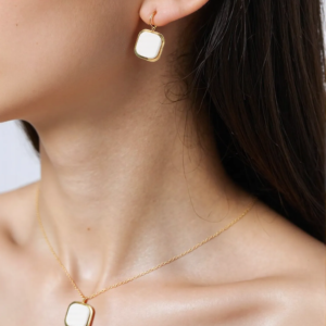 Necklace Set - White Minimal Necklace & Earrings Set (2 In 1) Absolutely Sparkle