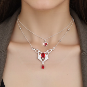 Red Elegance Layered Necklace Set