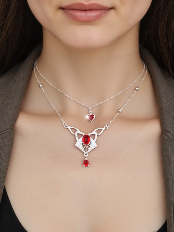 Red Elegance Layered Necklace Set