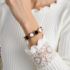 Chic Black & White Circular Bracelet
