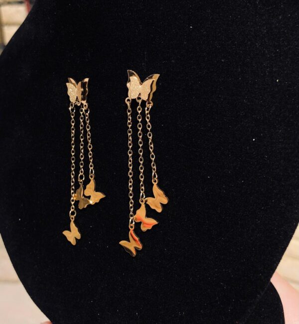 Earrings - Butterfly Ear-Rings Golden (0.02 Gram) Cheap & Trendy - Image 3