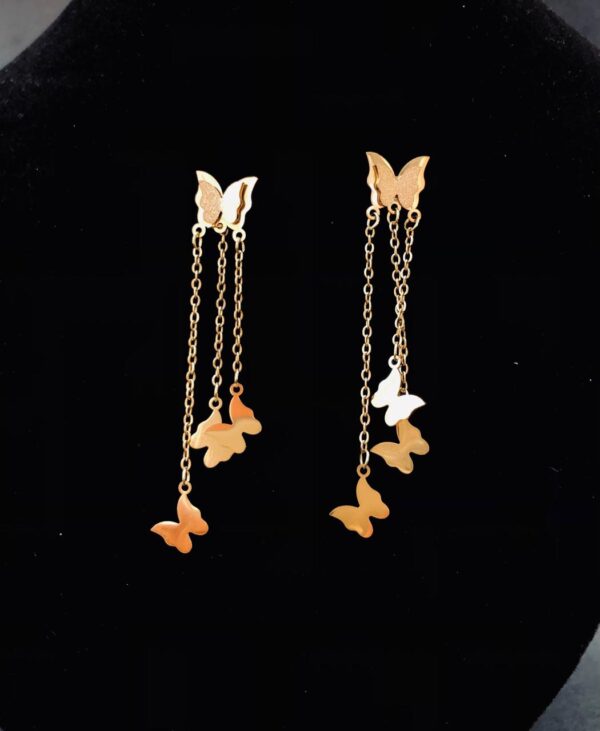 Earrings - Butterfly Ear-Rings Golden (0.02 Gram) Cheap & Trendy - Image 2