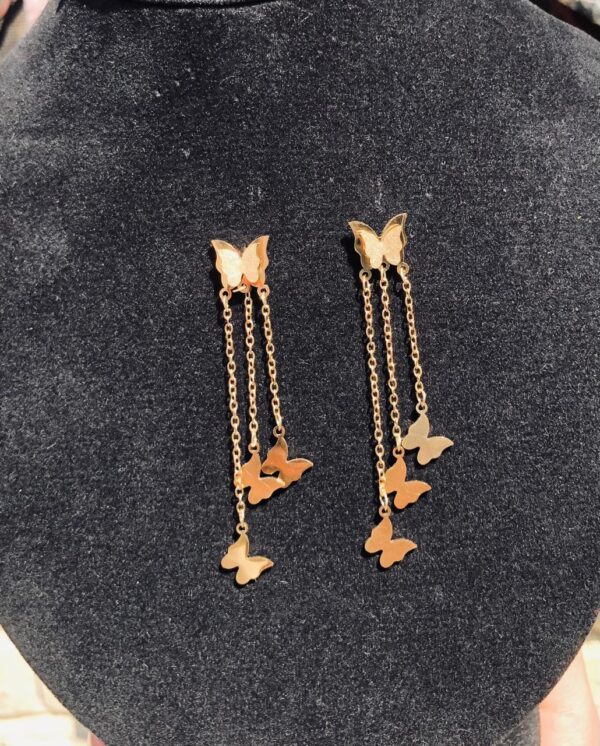 Earrings - Butterfly Ear-Rings Golden (0.02 Gram) Cheap & Trendy - Image 4