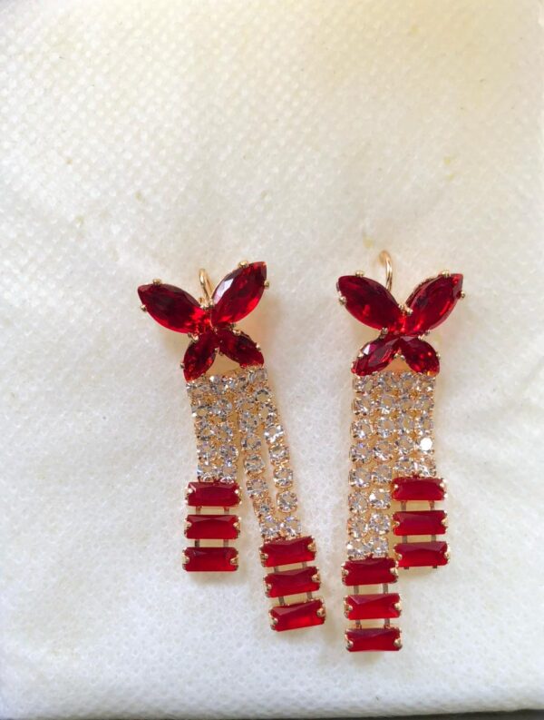 Red Butterfly Drop Earrings-(1 Piece) Cheap & Flawless Elegance - Image 3