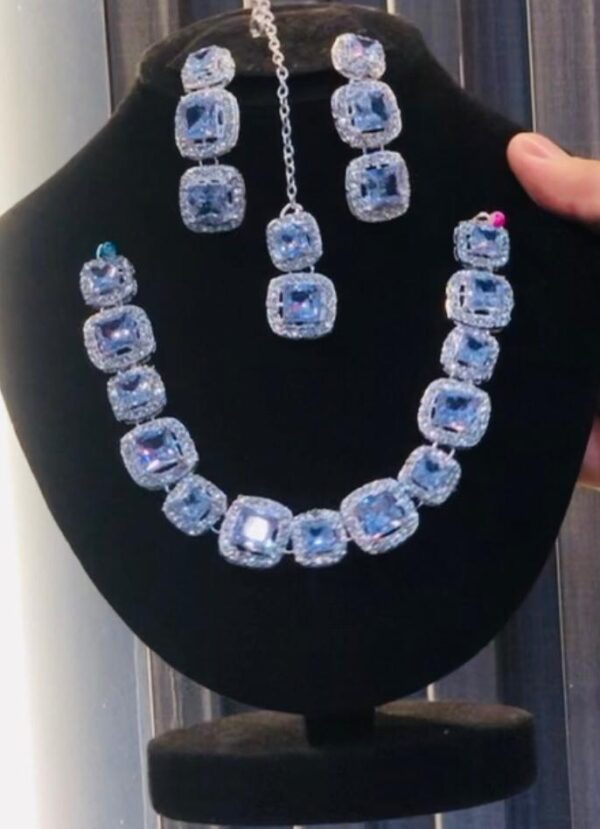 Bridal Set- Ocean Blue Square Diamonds