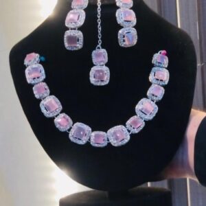 Bridal Set-Light Pink Square Diamond