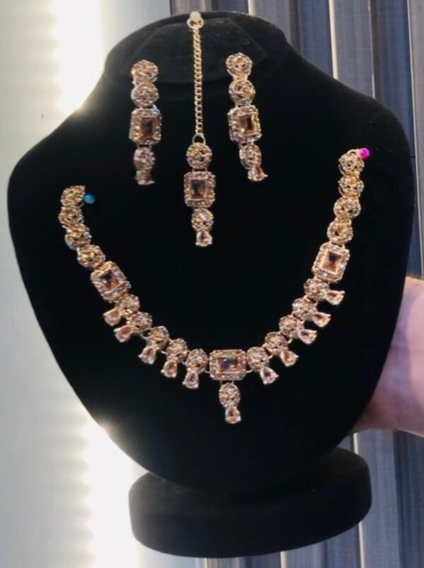 Square Gold Color Necklace Set