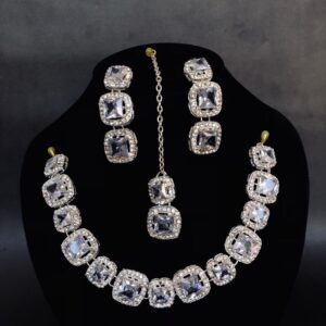 Bridal Set-Crystal White Square Diamond