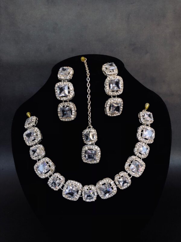Bridal Set-Crystal White Square Diamond